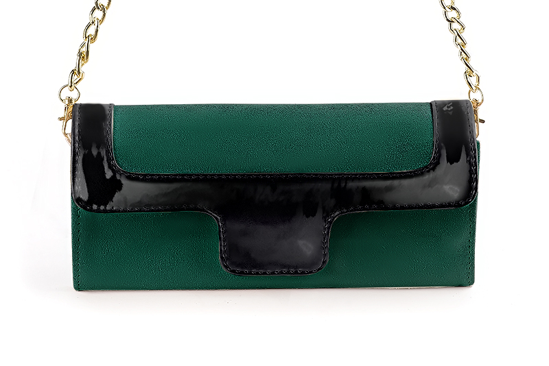 Emerald green and gloss black women's dress clutch, for weddings, ceremonies, cocktails and parties - Florence KOOIJMAN